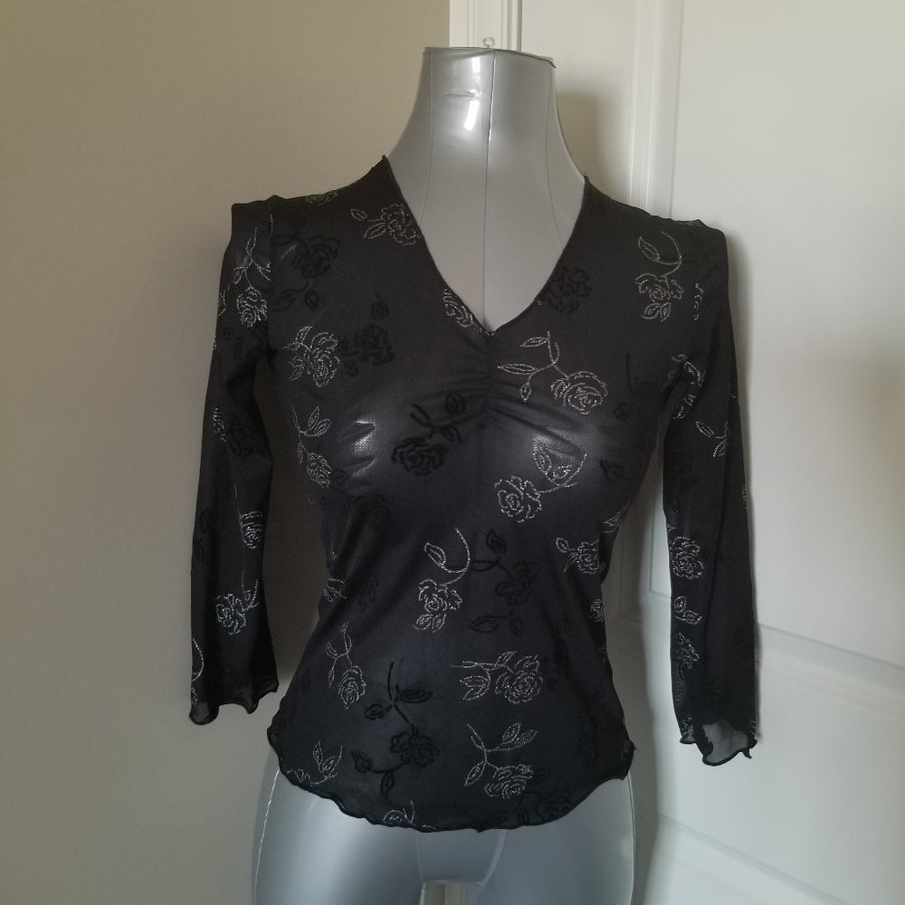 Vamp Black Sheer/Velvet Top